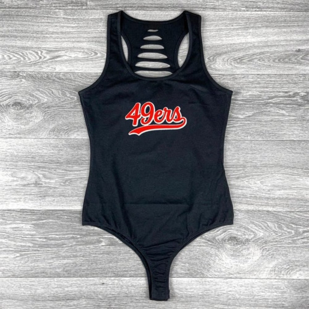 Red Gold Glitter San Francisco 49ers Bodysuit, 49ers, Women's Outfit, Game day - Picture 2 of 4